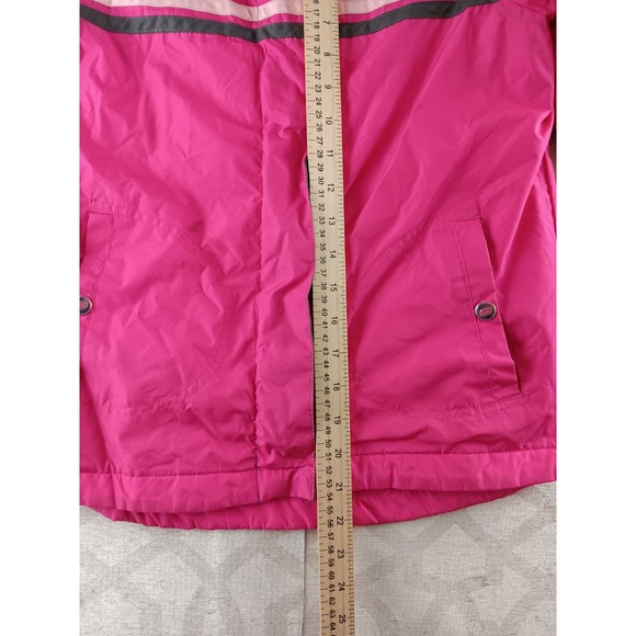 Skechers Fleece Lined Winter Jacket Girls Large 14-16 Pink Full Zip Hooded - Picture 4 of 10